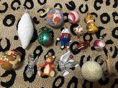 Vintage Assortment Of Christmas Ornaments Lot Of 15 Ft Shiny Bright And More  • $30