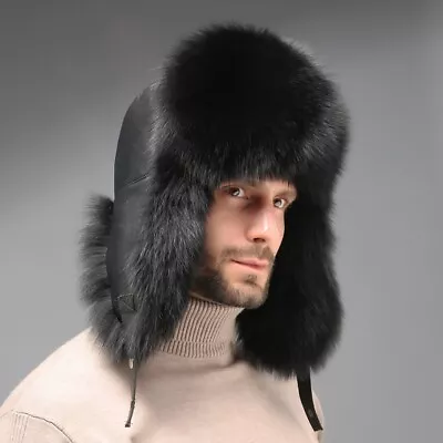 Thick Real Raccoon Fur Fox Fur Russian Aviator Hat Ski Caps Trapper Hat Ear Flap • $42