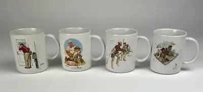 4 Vintage 1987 Norman Rockwell Museum Collection 12 Oz Coffee Cups Mugs Fishing • $29.99
