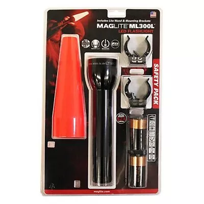 Maglite 2 C Cell Mini LED Flashlight Safety Pack 524 Lumens Black ML300L-I201G • $93.25
