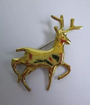 Standing Gold Deer Pin Brooch Stag Buck Elk Reindeer Antelope White Tail Hunting • $9.99