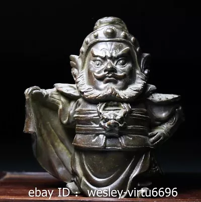 Chinese Folk Collect Old Bronze Three Kingdoms Figure Zhang Fei Statue 9.5CM • $52.06