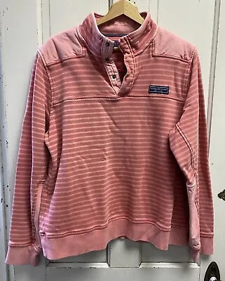 Vineyard Vines Pink Striped 1/4 Snap Pullover Sweatshirt Size Large  • $19.95