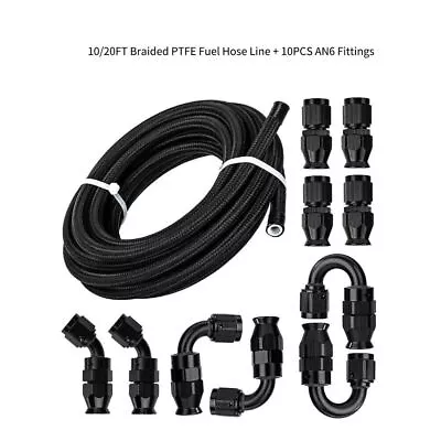 AN4/AN6/AN8/AN10 Nylon PTFE Fuel Line Hose 10/20FT 10pcs Fittings Hose Kit E85 • $63.84