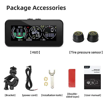 Motorcycle Tire Pressure Monitoring System Head Up Display GPS Speedometer Alarm • $59.30