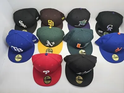 Lot Of 10 New Era 59fifty Fitted MLB Baseball Hat Cap Collection Sizes 8 & 7-5/8 • $128.38