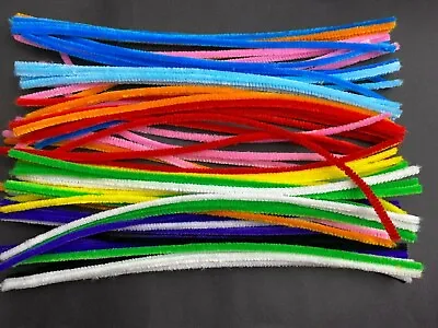 Pipe Cleaners Chenille Sticks Kid Craft Assorted Plain Colours 30cm Mask DIY VIC • $6.99