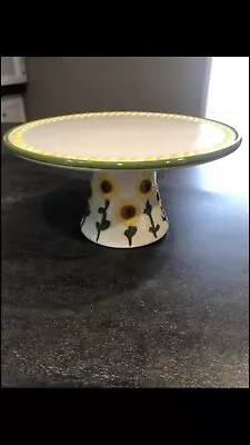 Lang Hand Painted Sunflower Ceramic Cake Plate Stand • $18