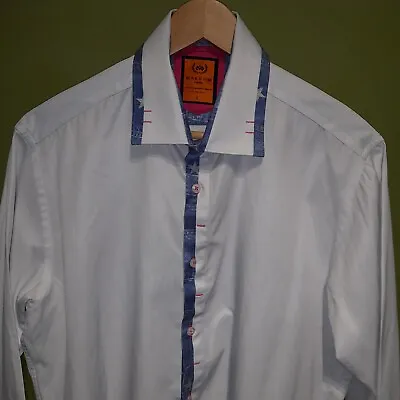 Makrom London Long Sleeve Going Out Dress Shirt White Point Collar  Size L • £12
