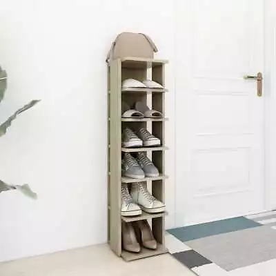 Modern Wooden Narrow Hallway Shoe Rack Storage Organiser Unit With 6 Shelves • £50.99