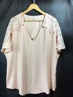 River Island Peach Lace & Tassel Trim Longline Top Size 18 Ex Con • £12.99