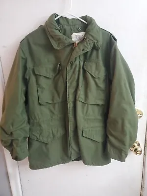 Vietnam Era Alpha Industries M65 Cold Weather Field Coat Sz Med-Reg Green OG-107 • $124.99