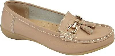 Jo & Joe Ladies Leather Nautical Loafers Slip-on Shoes Cushioned Insole UK 3-8 • £22.99