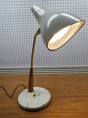 Vintage Cast Iron Bottom Futuristic Design Desk Lamp ~ Working & With Shade • $375