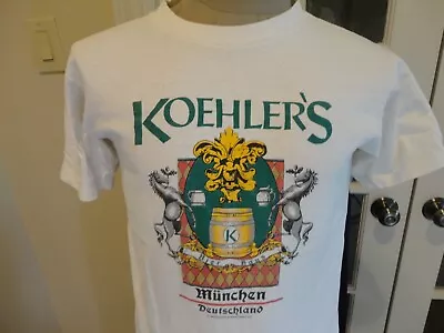 Vintage 80's White Oneita Cotton Koehler's Beer 1989 T-shirt Fits Adult M USA  • $25.46