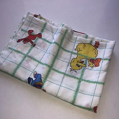 Sesame Street Twin Flat Sheet Vintage Bedding Big Bird Elmo Burt Ernie Muppets • $9.98