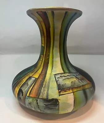 Vintage Mid-Century Modern Vase Rare Studio Pottery Hand Painted Unsigned 1960's • $30