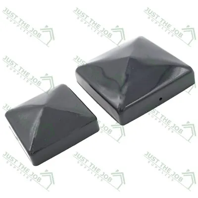 METAL FENCE POST CAPS | Anthracite Grey | 75 Or 100mm Pyramid Square Post Topper • £1.95