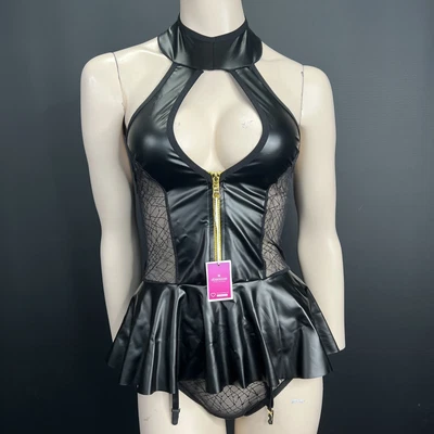 £46.55 • Buy Obsessive Wetlook Corset L/XL Womens 859-COR-1 Leather Suspender Lingerie Set