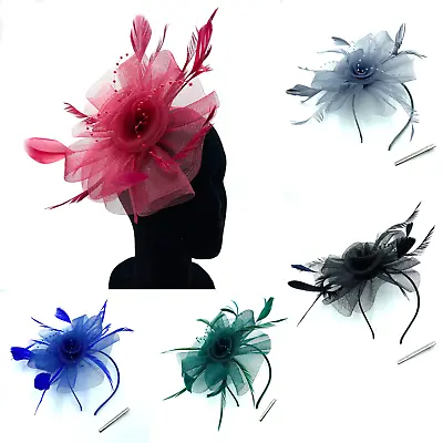 Ladies Feather Aliceband / Clip Fascinator Weddings Races Royal Ascot • £11.99