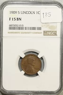 1909-S Lincoln Wheat Cent NGC F-15 BN #2-015 • $125