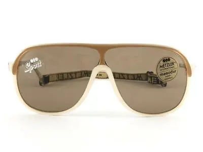 VINTAGE METZLER 252 BEIGE & BROWN SPORTS OVERSIZED 80s GERMANY SUNGLASSES • $349