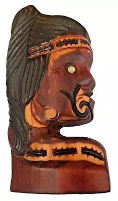 Maori Carved Wood Hepa Gibbons Art Face Paua Shell Eye New Zealand Wall Decor • $129.99