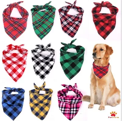 Tartan Dog Bandana Over Collar Slide On Neckerchief Gift UK Dog Neck Scarf NEW • £3.45