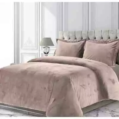 NWT  Tribeca Living 2pc Taupe Twin Venice Velvet Oversized Solid Duvet Set • $30