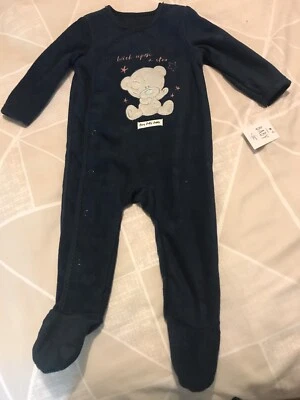 £7.50 • Buy George Girls Tatty Ted Fleece SleepSuit, BabyGrow,Size 6-9 Months.Navy Blue,New