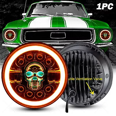 7  Inch RGB Round LED Headlight Halo Angel Eyes DRL For Ford Mustang 1964-1973 • $35.99