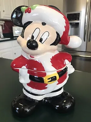 Disney Mickey Mouse Figural Christmas Cookie Jar Lidded Canister 11  Zrike New • $44.95