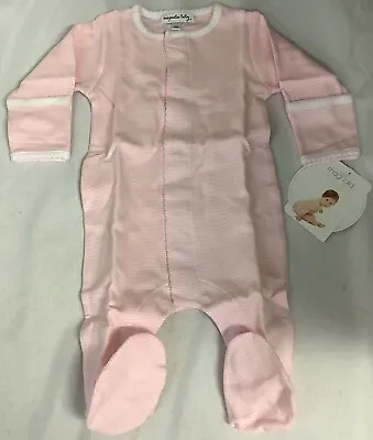 Magnolia Baby Boys One-Piece Pink Striped Mini Embroidered Footie Size Newborn • $35.11