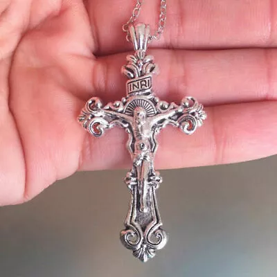 $13.74 • Buy 925 Sterling Silver 3D Christian Jesus Christ Cross Catholic Crucifix Necklace
