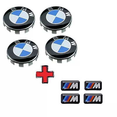 4 BMW Wheel Centre Caps+ Badges Fits Most 1 3 5 7 Series X6 M3 Z4 E46 E90 68mm  • $22.17