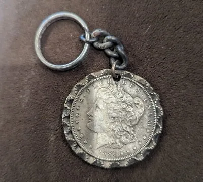 FAUX Morgan Silver Dollar Vintage Advertising Keychain Coin • $19.95