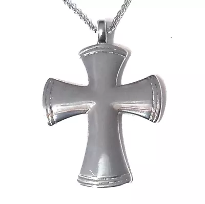Stainless Steel High Polished Maltese Cross Pendant With 20  Chain • $10