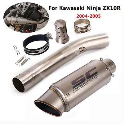 Slip For Kawasaki Ninja ZX10R 2004-2005 Exhaust Mid Pipe Black Muffler System • $140.39