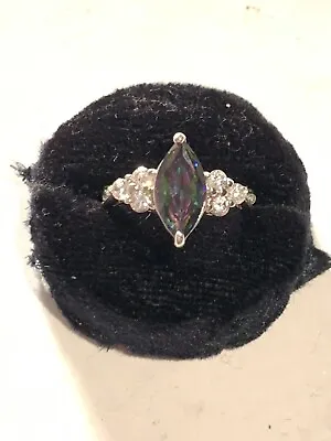 Sterling Silver Marquise Faux Mystic Topaz Ring Sz 6.25 • $24