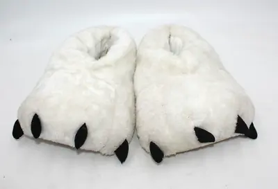 Polar Bear Paw Slippers Furry Animal Feet Claw SG Footwear Size XL (13-14) HTF • $35.12