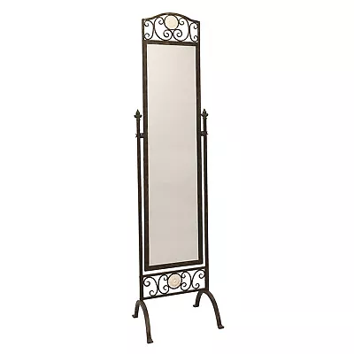 2509 - Brushed Brass Scrolled Cheval Mirror • $229