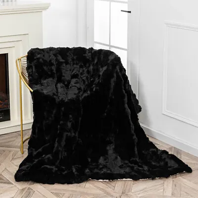 Luxury Soft Real Rabbit Rex Fur Throw Warm Large Sofa Bedspread Blanket Queen  • $189.99