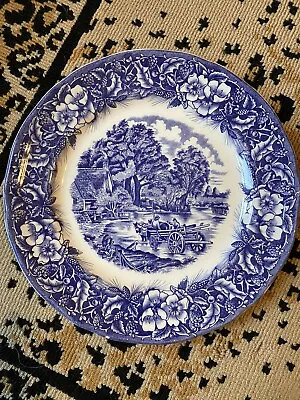 Ceramica Quadrifoglio Italy Blue White Wagon Settler 9.5” Plate • $8.95