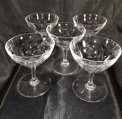 $65 • Buy Set Of 5 VAL ST LAMBERT Riviera Champagne Tall Sherbet Crystal Glasses 3.5  VTG