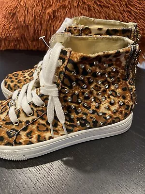 Michael Kors CHANTEL Bootie Cheetah Ankle Sneakers Shoes STUDS 5 NICE! • $38