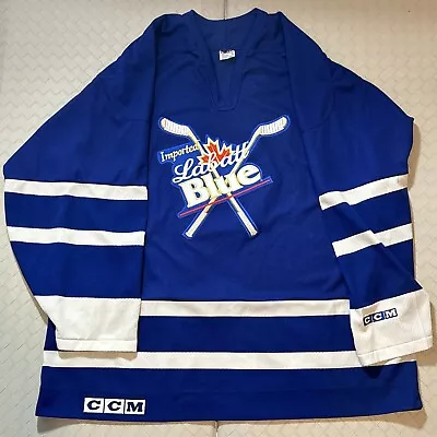 Vintage 90s Labatt Blue Beer CCM Hockey Jersey Size XL • $49.95