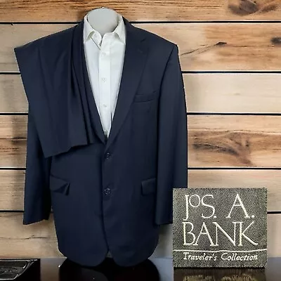 Jos A Bank 2 Piece Suit Mens 46L 36x34 Solid Navy • $89.10