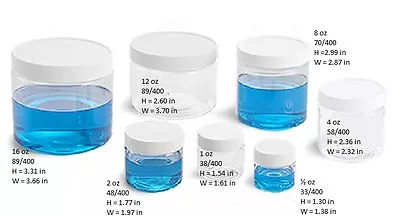 4 Oz Clear Basic Jar 58/400 PET W/ CHOICE Of Caps  SETS  - Shipping Included • $6.49