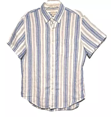 J Crew Mens Shirt Baird McNutt M Irish Linen Short Sleeve Outdoors Beach • $24.95