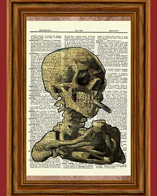 Vincent Van Gogh Burning Skeleton Smoking Dictionary Art Print Poster Skull  • $5.99